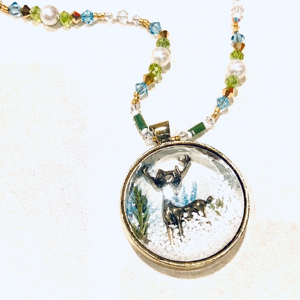 Winter Wonderland Journey Deer Christmas Necklace